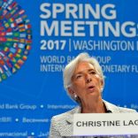 IMF Managing Director Christine Lagarde makes remarks during a press briefing to open the IMF and World Bank's 2017 Annual Spring Meetings, in Washington, U.S., April 20, 2017.   REUTERS/Mike Theiler