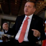 Turkish President Tayyip Erdogan attends an interview with Reuters at the Presidential Palace in Ankara, Turkey, April 25, 2017. REUTERS/Umit Bektas