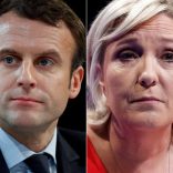 A combination picture shows portraits of the candidates who will run in the second round in the 2017 French presidential election, Emmanuel Macron (L), head of the political movement En Marche !, or Onwards !, and Marine Le Pen, French National Front (FN) political party leader.  Pictures taken March 11, 2017 (R) and February 21, 2017 (L).  REUTERS/Christian Hartmann