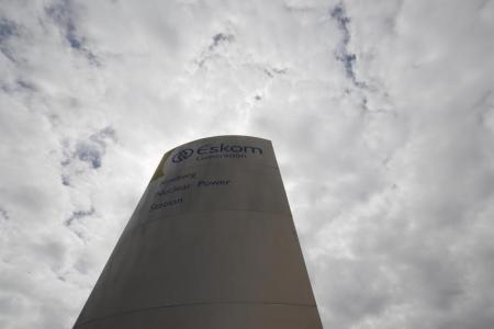 The logo of state power utility Eskom  is seen outside Cape Town's Koeberg nuclear power plant in this picture taken March 20, 2016. REUTERS/Mike Hutchings