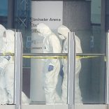 Forensics investigators work at the entrance of the Manchester Arena, Britain May 23, 2017. REUTERS/Andrew Yates