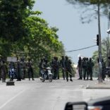 Mutinying soldiers stand next to their camp as they protest over a pay dispute in the centre of the commercial capital Abidjan, Ivory Coast, May 12, 2017. REUTERS/Luc Gnago