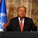 U.N. Secretary-General Antonio Guterres speaks during a news conference in Istanbul, Turkey, February 10, 2017. REUTERS/Murad Sezer