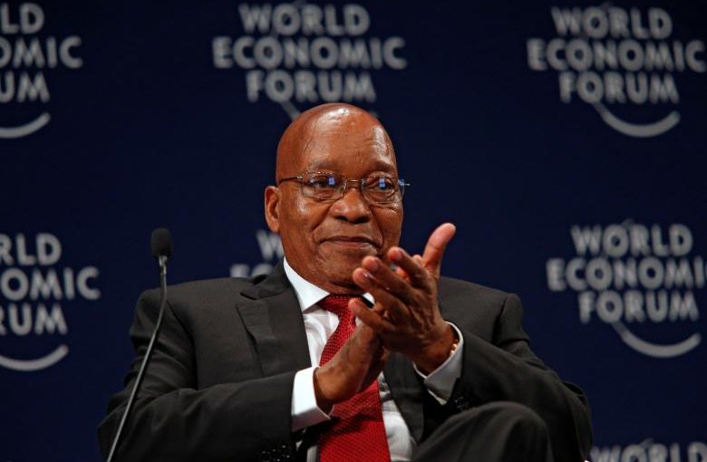 South African President Jacob Zuma reacts while participating in a discussion at the World Economic Forum on Africa 2017 meeting in Durban, South Africa May 4, 2017. REUTERS/Rogan Ward