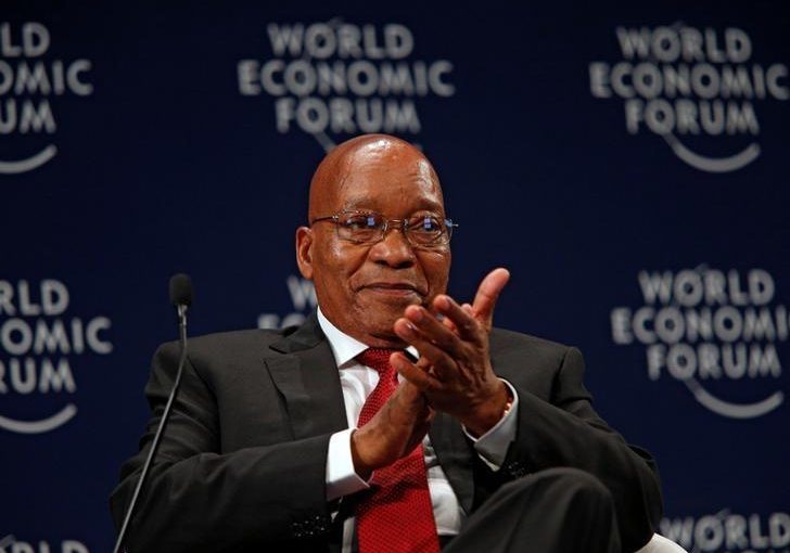 South African President Jacob Zuma reacts while participating in a discussion at the World Economic Forum on Africa 2017 meeting in Durban, South Africa May 4, 2017. REUTERS/Rogan Ward