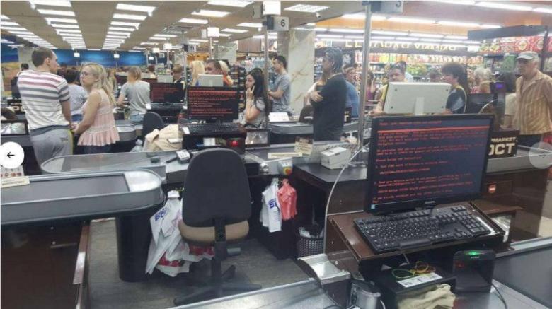 Customers queue in 'Rost' supermarket in Kharkiv, Ukraine June 27, 2017 in this picture obtained from social media. MIKHAIL GOLUB via REUTERS