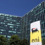 Eni's logo is seen in front of its headquarters in San Donato Milanese, near Milan, Italy, April 27, 2016.  REUTERS/Stefano Rellandini/File Photo