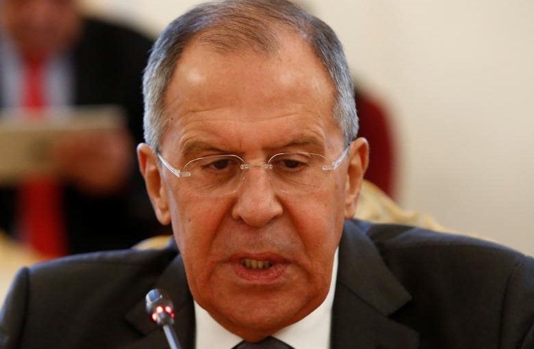 FILE PHOTO: Russian Foreign Minister Sergei Lavrov speaks during a meeting with United Nations Special Envoy for Syria Staffan de Mistura in Moscow, Russia, June 8, 2017. REUTERS/Sergei Karpukhin
