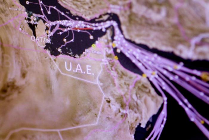 An Eikon ship-tracking screen shows tanker traffic around Qatar over the last seven days in this June 6, 2017 illustration photo.   REUTERS/Thomas White/Illustration