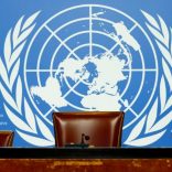 An empty seat is pictured before a news conference at the United Nations in Geneva, Switzerland, May 15, 2017. REUTERS/Denis Balibouse