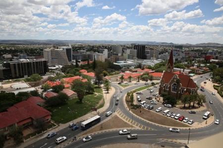 A general view of the city and Christ Church in Windhoek, Namibia, February 24, 2017.   REUTERS/Siphiwe Sibeko