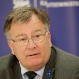 Denmark’s Defence Minister Claus Hjort Frederiksen speaks during a press conference after the official ceremony welcoming the deployment of a multi-national NATO battalion in Tapa, Estonia, April 20, 2017. REUTERS/Ints Kalnins