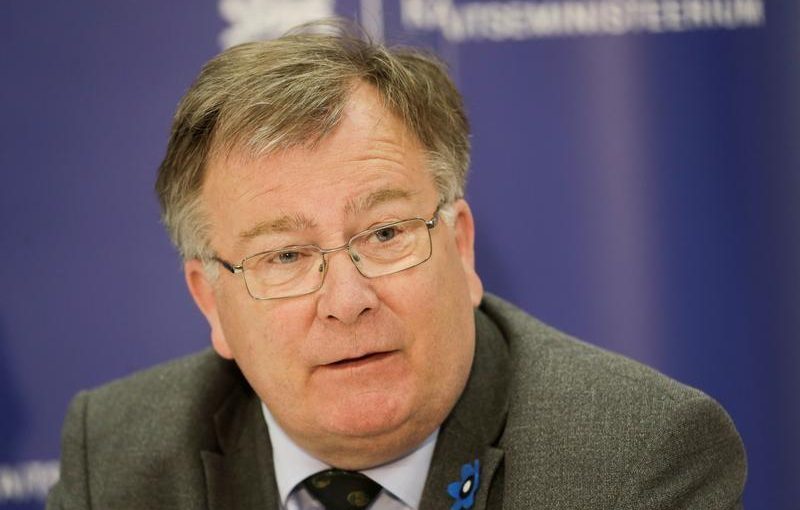 Denmark’s Defence Minister Claus Hjort Frederiksen speaks during a press conference after the official ceremony welcoming the deployment of a multi-national NATO battalion in Tapa, Estonia, April 20, 2017. REUTERS/Ints Kalnins