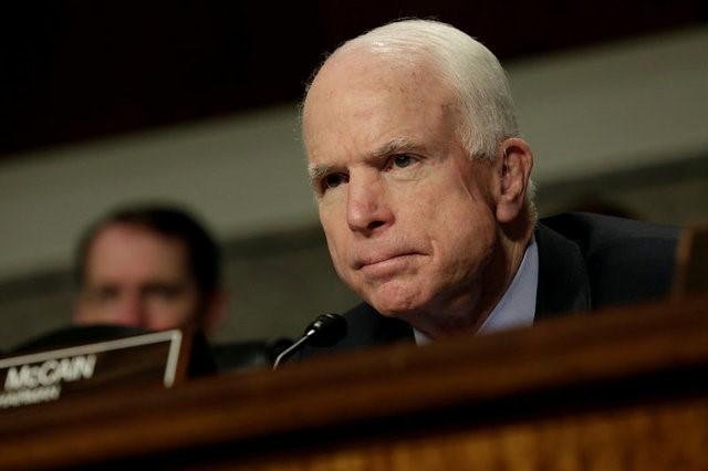 FILE PHOTO: U.S. Senator John McCain (R-AZ) attends the Senate Armed Services Committee hearing on worldwide threats on Capitol Hill in Washington, U.S., on May 23, 2017. REUTERS/Yuri Gripas/File Photo