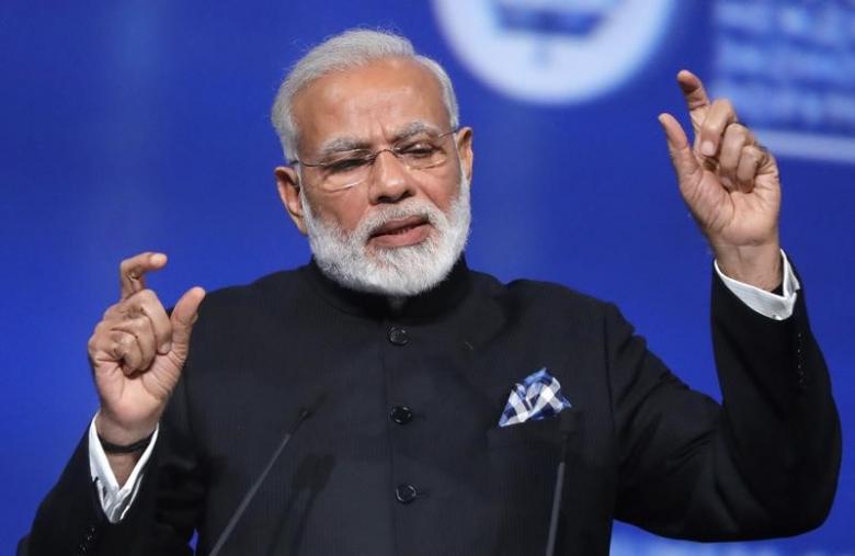 Indian Prime Minister Narendra Modi gestures during a session of the St. Petersburg International Economic Forum (SPIEF), Russia, June 2, 2017. REUTERS/Mikhail Metzel/TASS/Host Photo Agency/Pool
