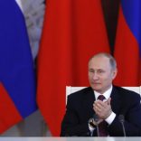 Russian President Vladimir Putin attends a meeting to make a statement following the talks with his Chinese counterpart Xi Jinping at the Kremlin in Moscow, Russia July 4, 2017. REUTERS/Sergei Karpukhin