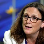 FILE PHOTO: European Trade Commissioner Cecilia Malmstrom speaks during an interview with Reuters at the EU Commission headquarters in Brussels, Belgium, July 20, 2017.  REUTERS/Francois Lenoir /File Photo