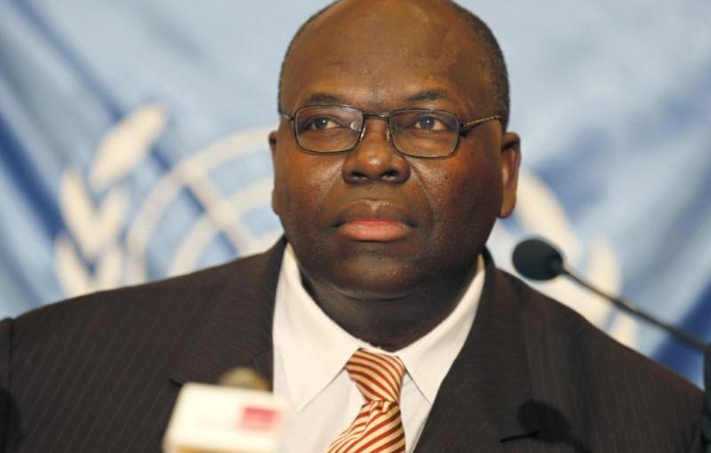 FILE PHOTO: Bacre Waly Ndiaye, the head of a U.N. human rights team, attends a news conference in Tunis, February 1, 2011.  REUTERS/Zoubeir Souissi/File Photo