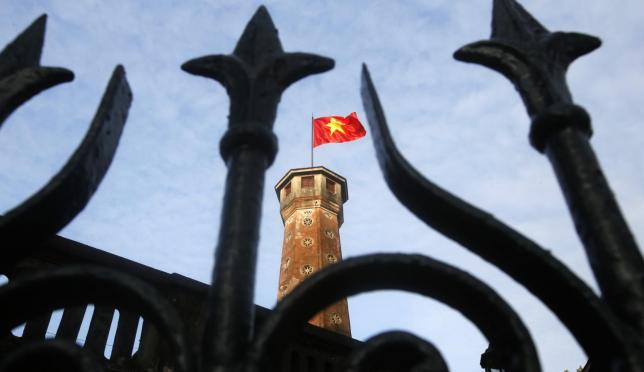 A Vietnamese national flag is seen at the Flag Tower of Hanoi in Hanoi November 13, 2014. REUTERS/Kham
