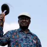 Opposition leader Raila Odinga greets supporters as he arrives to address a rally in Kibera slum, Nairobi, Kenya, August 13, 2017. REUTERS/Thomas Mukoya