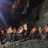 Chinese paramilitary police search for survivors after an earthquake in Jiuzhaigou county, Ngawa prefecture, Sichuan province, China August 9, 2017. REUTERS/Stringer