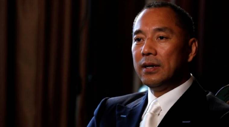 FILE PHOTO: Billionaire businessman Guo Wengui speaks during an interview in New York City, U.S., April 30, 2017. Picture taken April 30, 2017.  REUTERS/Brendan McDermid/File Photo