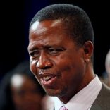FILE PHOTO: Zambian President Edgar Lungu reacts after participating in a discussion at the World Economic Forum on Africa 2017 meeting in Durban, South Africa May 4, 2017. REUTERS/Rogan Ward
