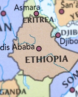 Map of Ethiopia and Eritrea.