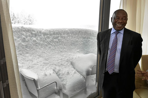 (in the Pic - Deputy President Cyril Ramaphosa is welcomed by Ambassodor Nozipho Mxakato-Diseko on arrival) Deputy President Cyril Ramaphosa arrives in Davos, Switzerland to lead a high-level government, business and labor delegation to the 2018 World Economic Forum Annual meeting scheduled from 23-26/01/2017.22/01/2018, Elmond Jiyane, GCIS
